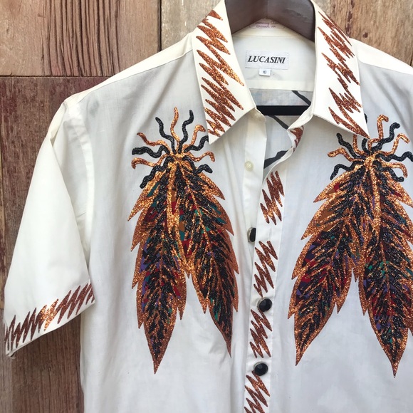Lucasini Hand Painted Western Shirt 16 Neck - Picture 3 of 10